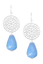 Aquamarine & Daisy Disc Drop Earrings - SF