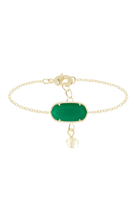 Green Chalcedony Crystal Link Bracelet - GF