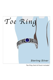 Sterling Silver Round Adjustable Toe Ring With Opal - SS