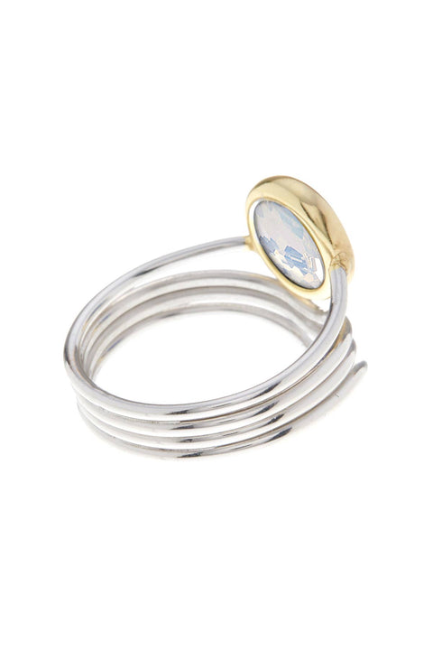 Moonstone Crystal & Two-Tone Freeform Ring - SF