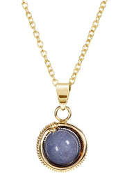 Lapis Planet Pendant Necklace - GF