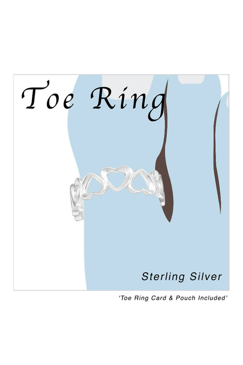 Sterling Silver Hearts Adjustable Toe Ring - SS