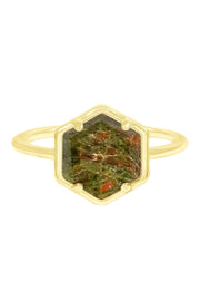 Unakite Hexagon Ring - GF