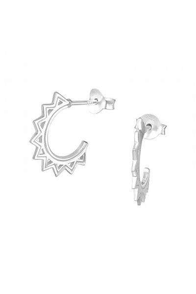 Sterling Silver Half Hoop Ear Studs - SS