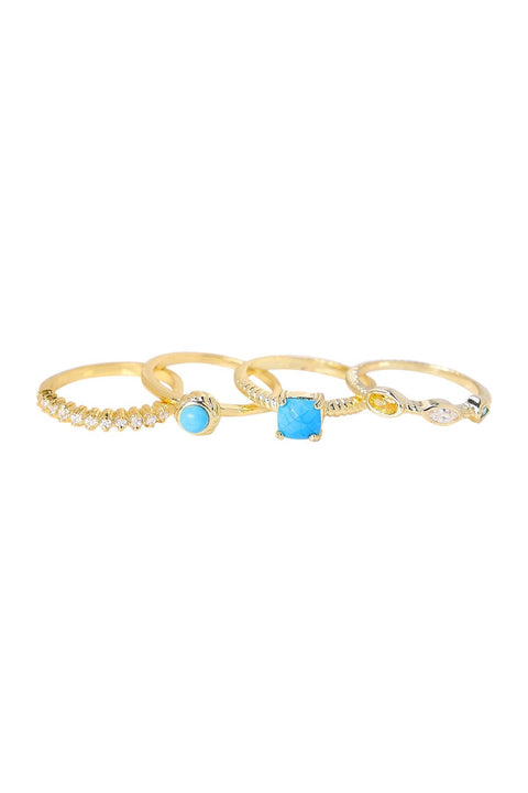 Turquoise & CZ Stack Ring Set - GF