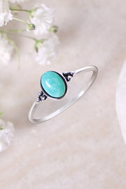 Sterling Silver & Amazonite Oval Cabochon Ring - SS