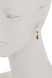 Dyed Quartz Rectangle Drop Earrings In Gold - GF