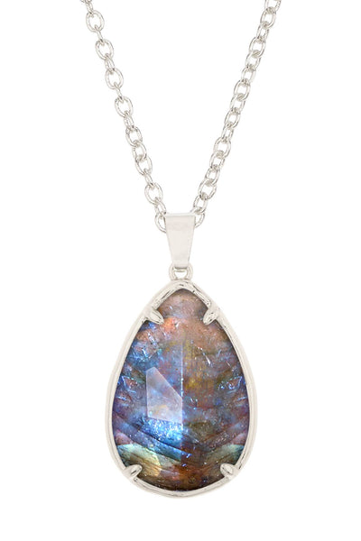 Labradorite Pear Cut Pendant Necklace - SF