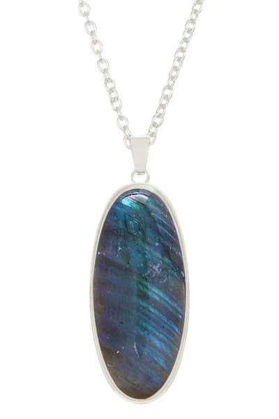 Labradorite Oval Pendant Necklace - SF