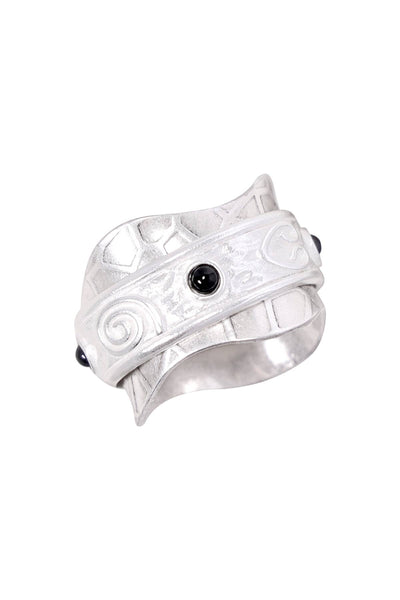 Black Onyx Spiral Spinner Ring - SF