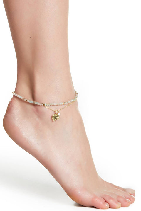 Austrian Crystal & Elephant Anklet - GF