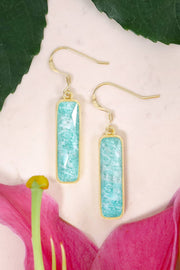 Amazonite Rectangle Drop Earrings - GF