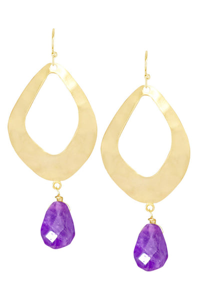 Amethyst & Fan Drop Earrings - GF