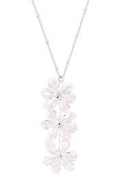 Clear Austrian Crystal Flower Bloom Pendant Necklace - SF