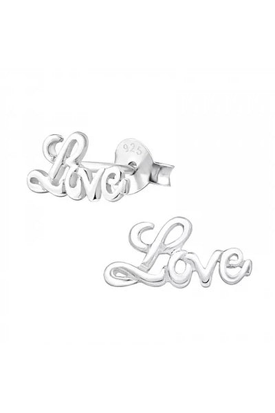 Sterling Silver Love Ear Studs - SS