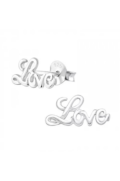 Sterling Silver Love Ear Studs - SS