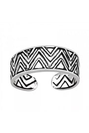 Sterling Silver Zigzag Patterns Adjustable Toe Ring - SS