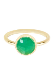 Green Chalcedony Crystal Cab Ring - GF