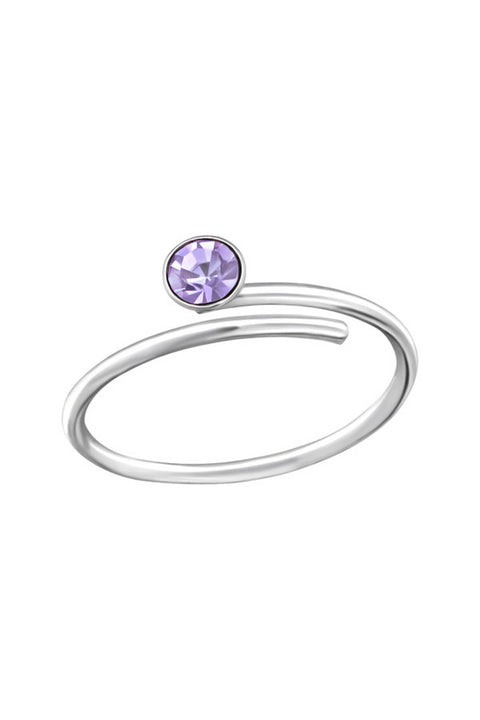 Sterling Silver Wire Adjustable Toe Ring With Crystal - SS