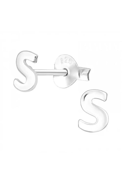 Sterling Silver Individual Letter Ear Studs - SS