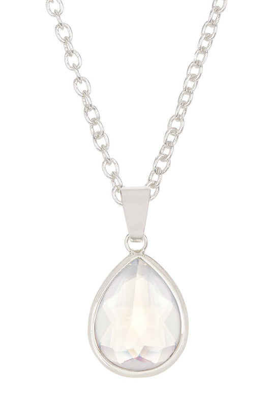 Sterling Silver & Moonstone Crystal Teardrop Necklace - SS