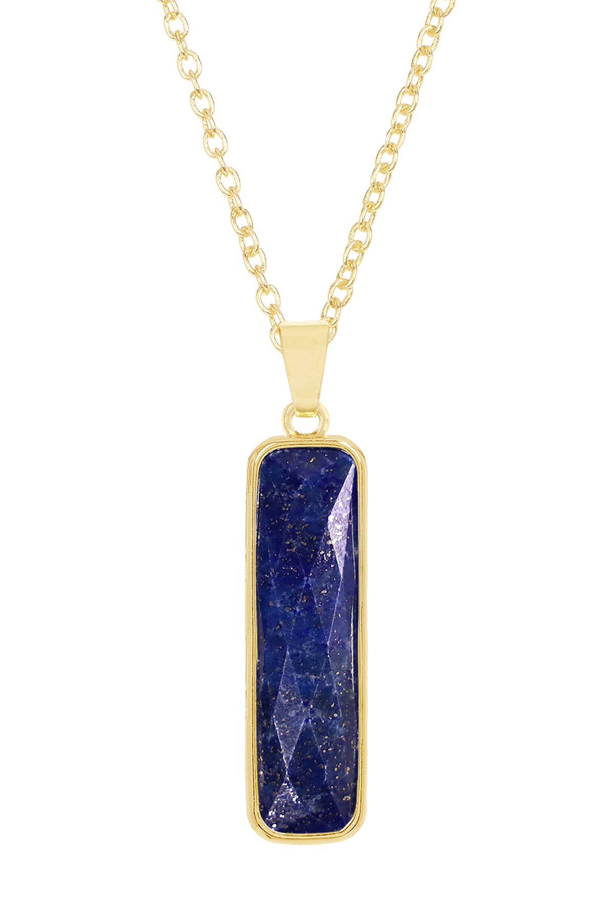 Lapis Rectangle Pendant Necklace - GF