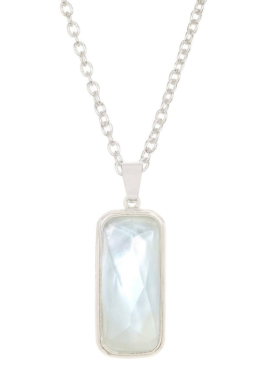 Sterling Silver Mother Of Pearl Rectangle Necklace - SS