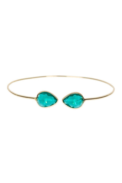 Teal Crystal Pear Shaped Cuff Bracelet - GF