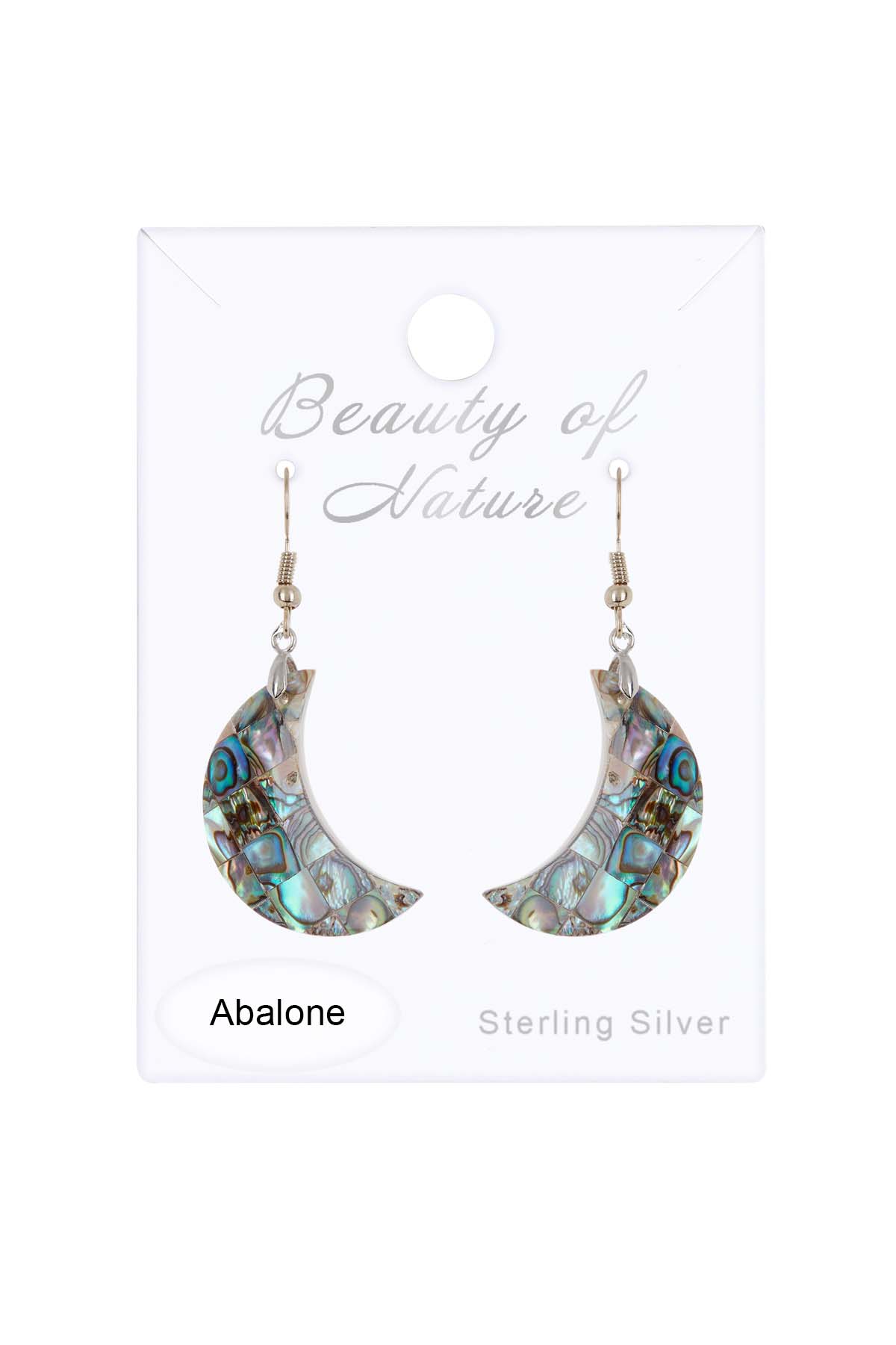 Sterling Silver & Abalone Shell Moon Earrings - SS