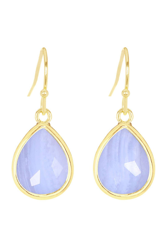 14k Vermeil & Blue Lace Agate Teardrop Earrings - VM