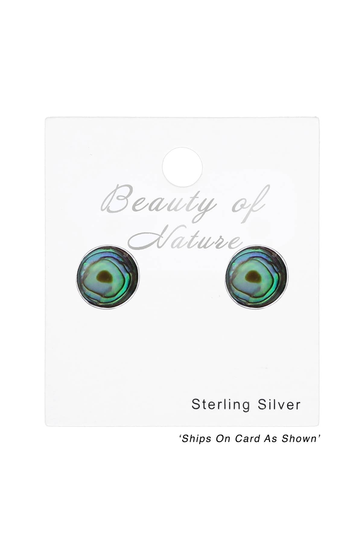 Sterling Silver Round Ear Studs With Imitation Stone - SS