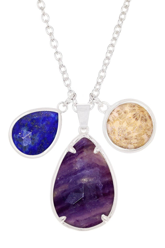 Sterling Silver & Mixed Gemstone Georgia Necklace - SS