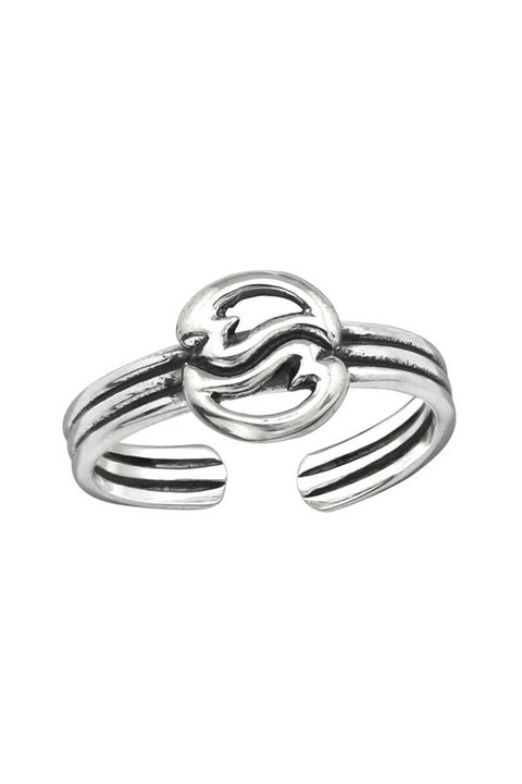 Sterling Silver Curved Heart Adjustable Toe Ring - SS