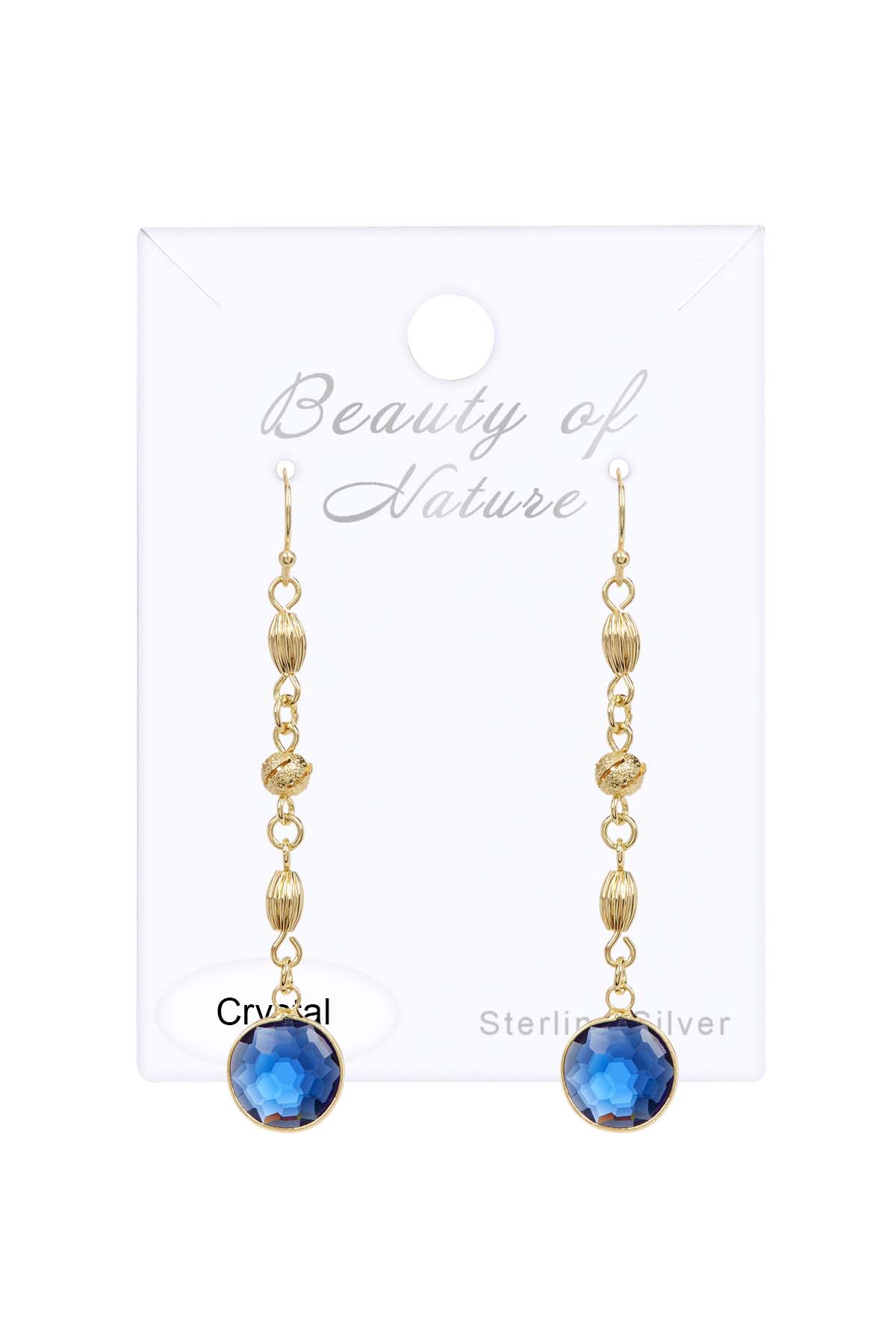 London Blue Crystal Drop Earrings In Gold - GF