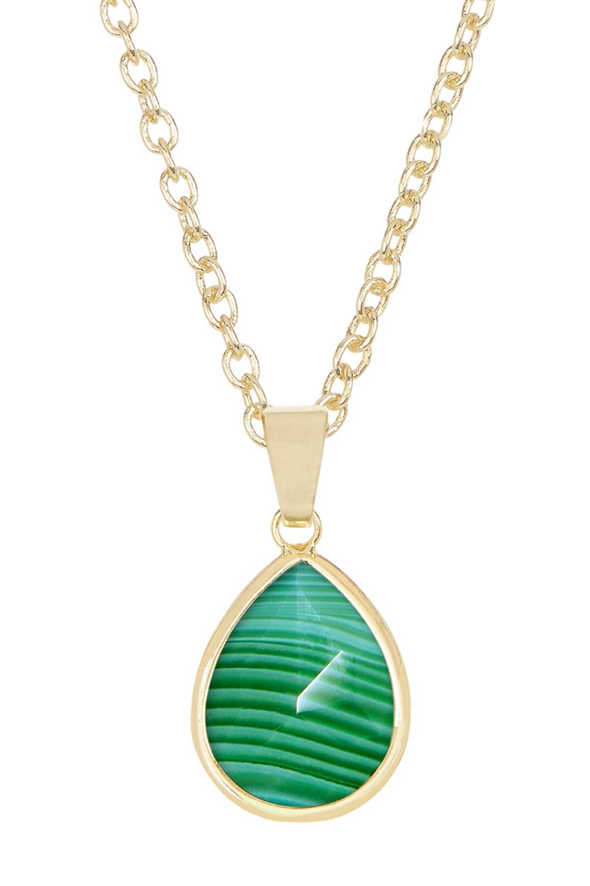 14k Vermeil & Green Lace Agate Pendant Necklace - VM