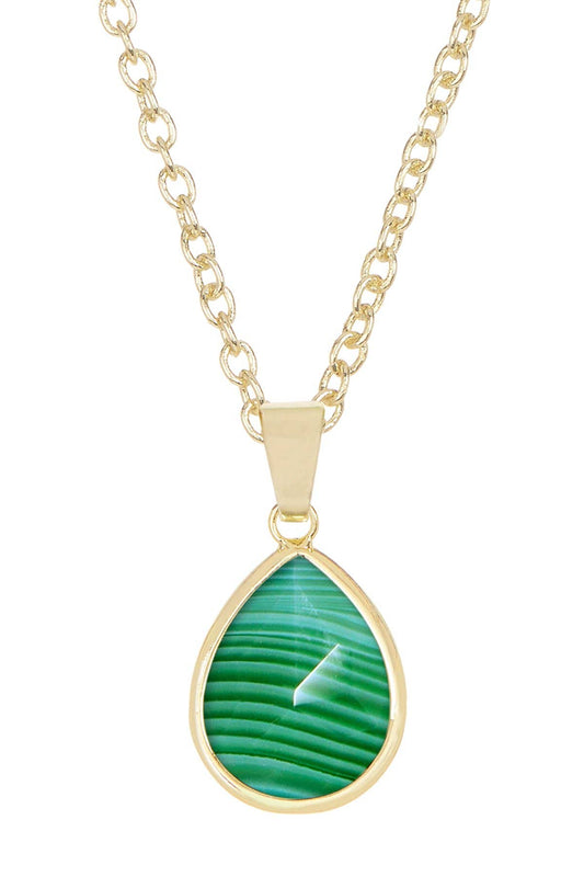 14k Vermeil & Green Lace Agate Pendant Necklace - VM