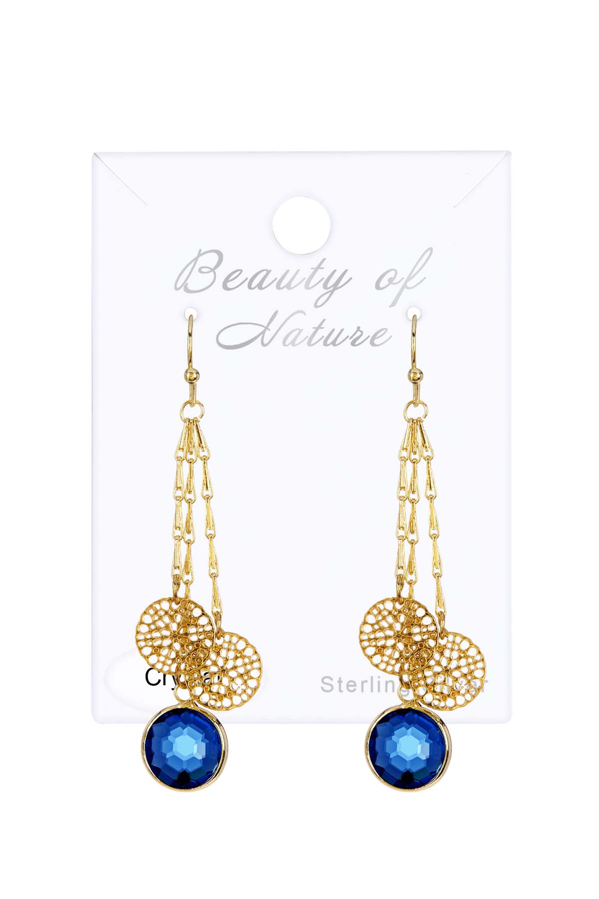 London Blue Crystal Chandelier Earrings In Gold - GF