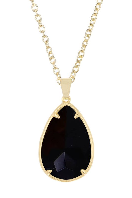 14k Vermeil & Black Onyx Pear Cut Pendant Necklace - VM