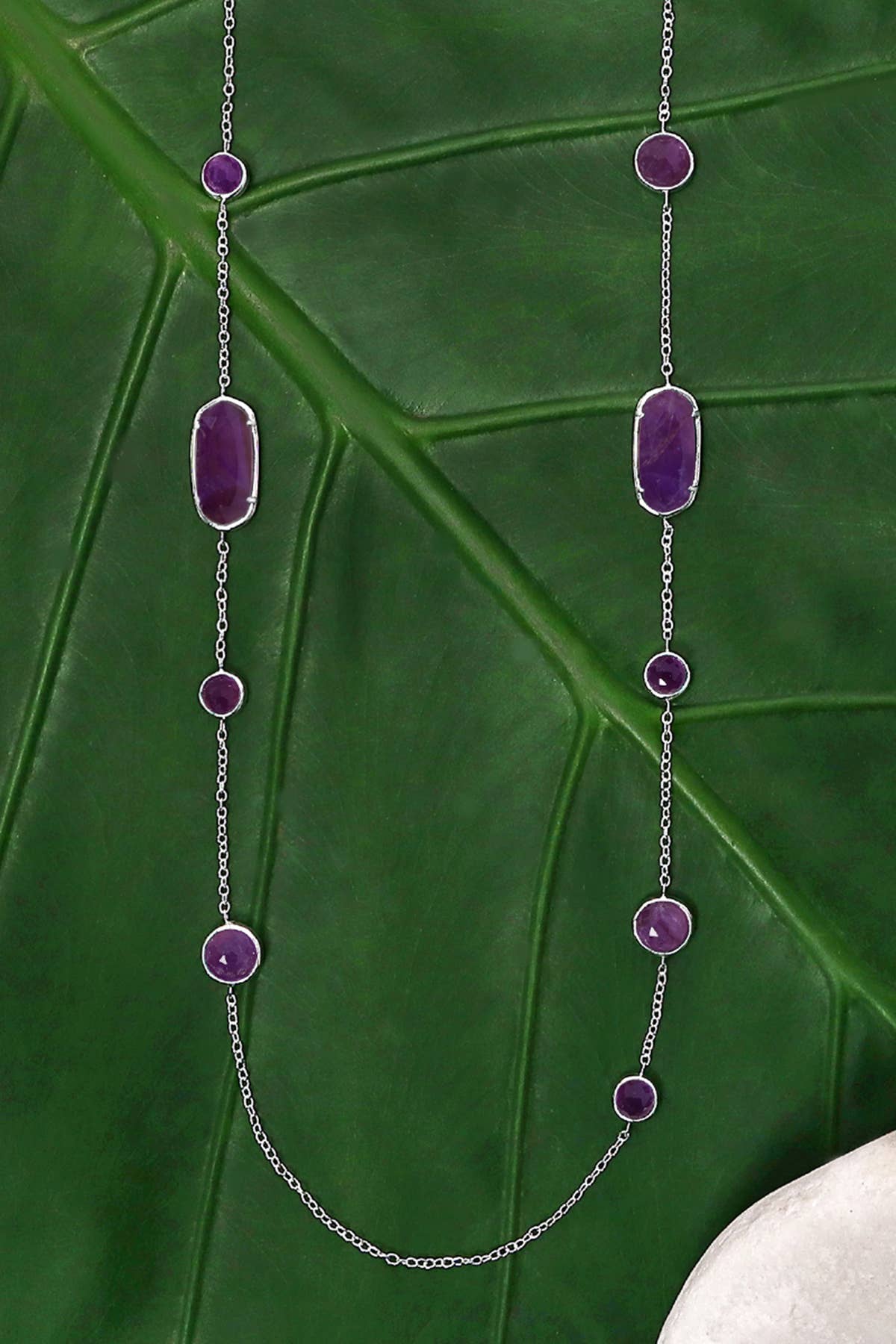 Sterling Silver & Amethyst Ashley Station Necklace - SS