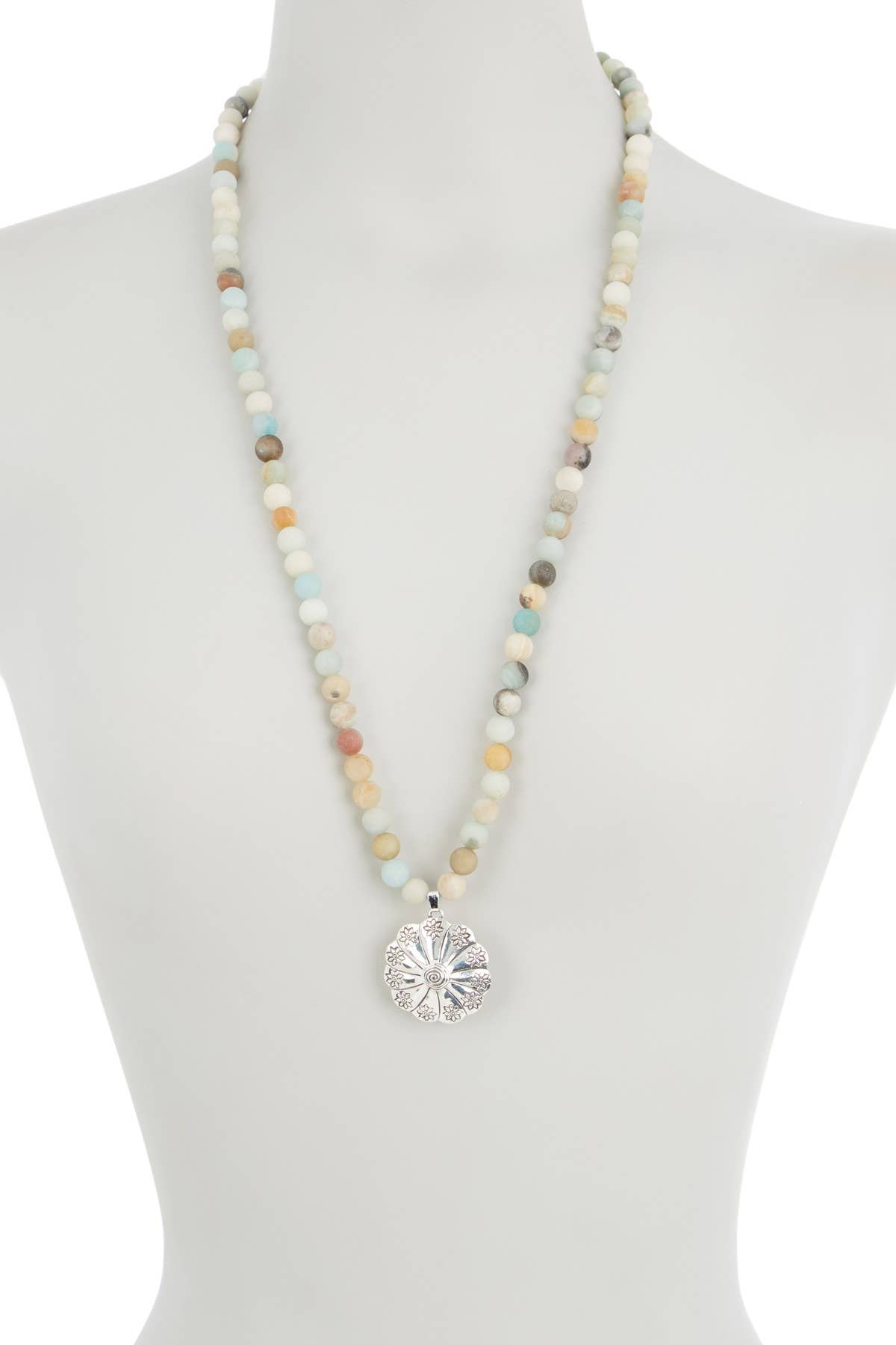 Sterling Silver & Amazonite Mala Beads Necklace - SS