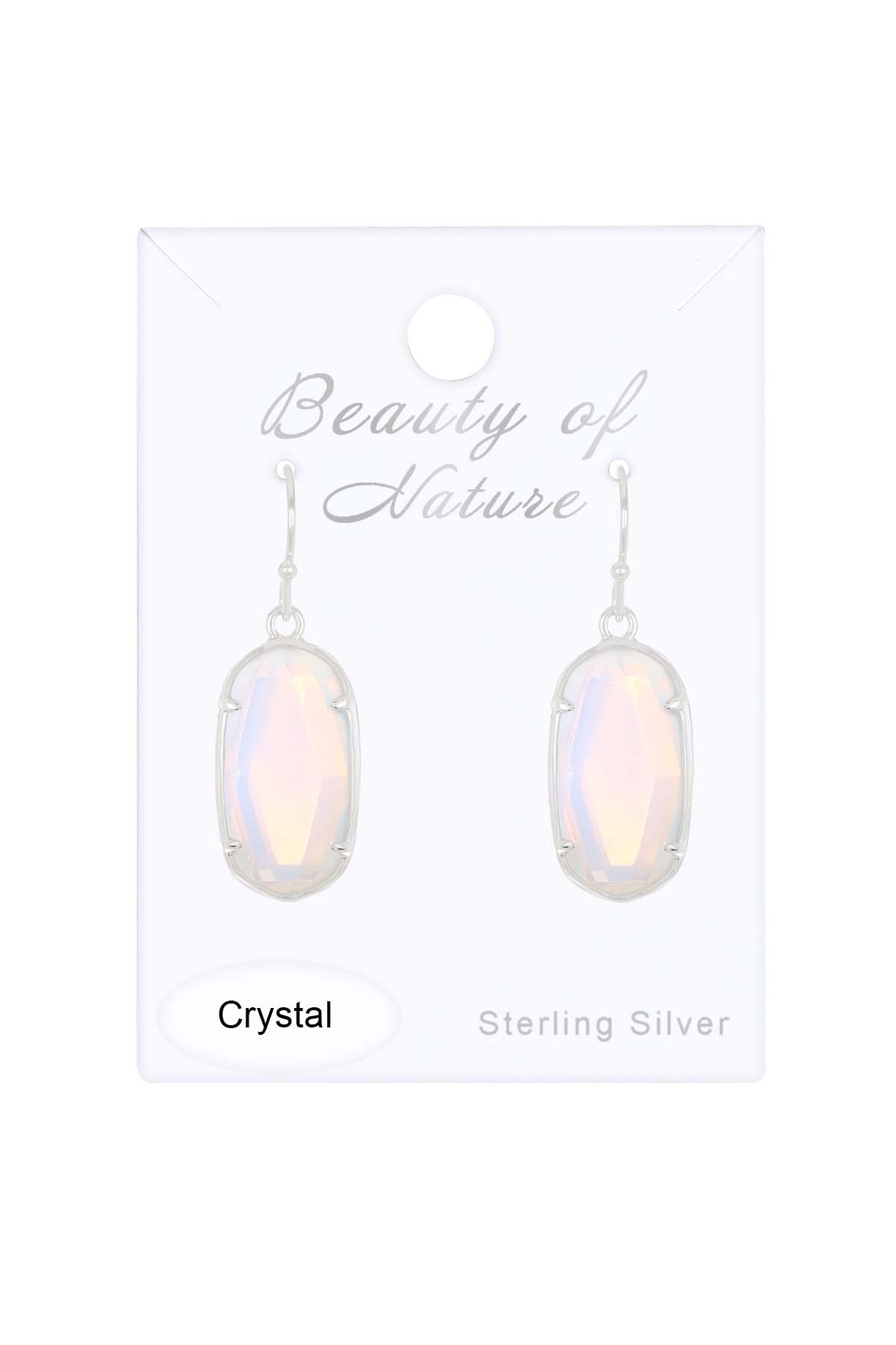 Sterling Silver & Moonstone Crystal Drop Earrings - SS