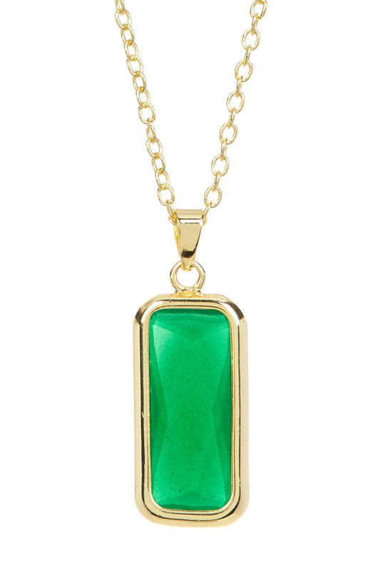 14k Vermeil & Green Chalcedony Crystal Necklace - VM