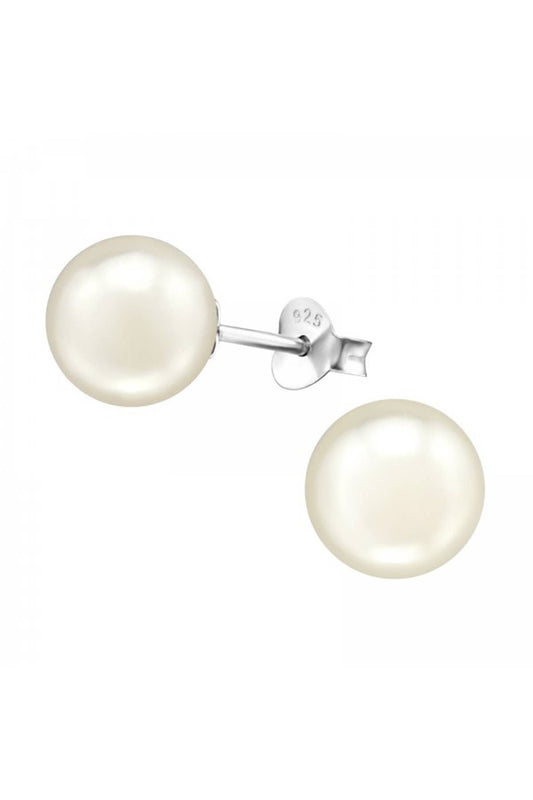 Synthetic Pearl 8mm Ear Studs - SS