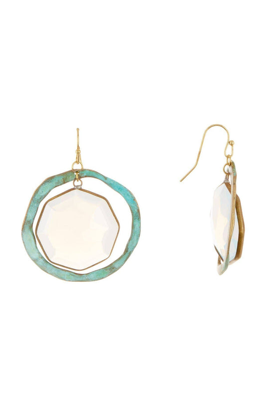 Patina & Moonstone Crystal Drop Earrings - GF