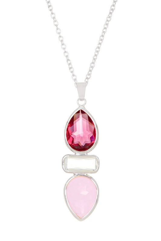Sterling Silver & Crystal Pendant Necklace - SS