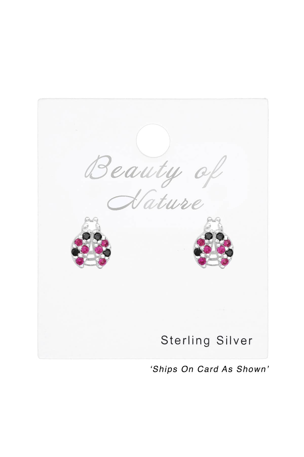 Children's Sterling Silver Ladybug Ear Studs & CZ - SS