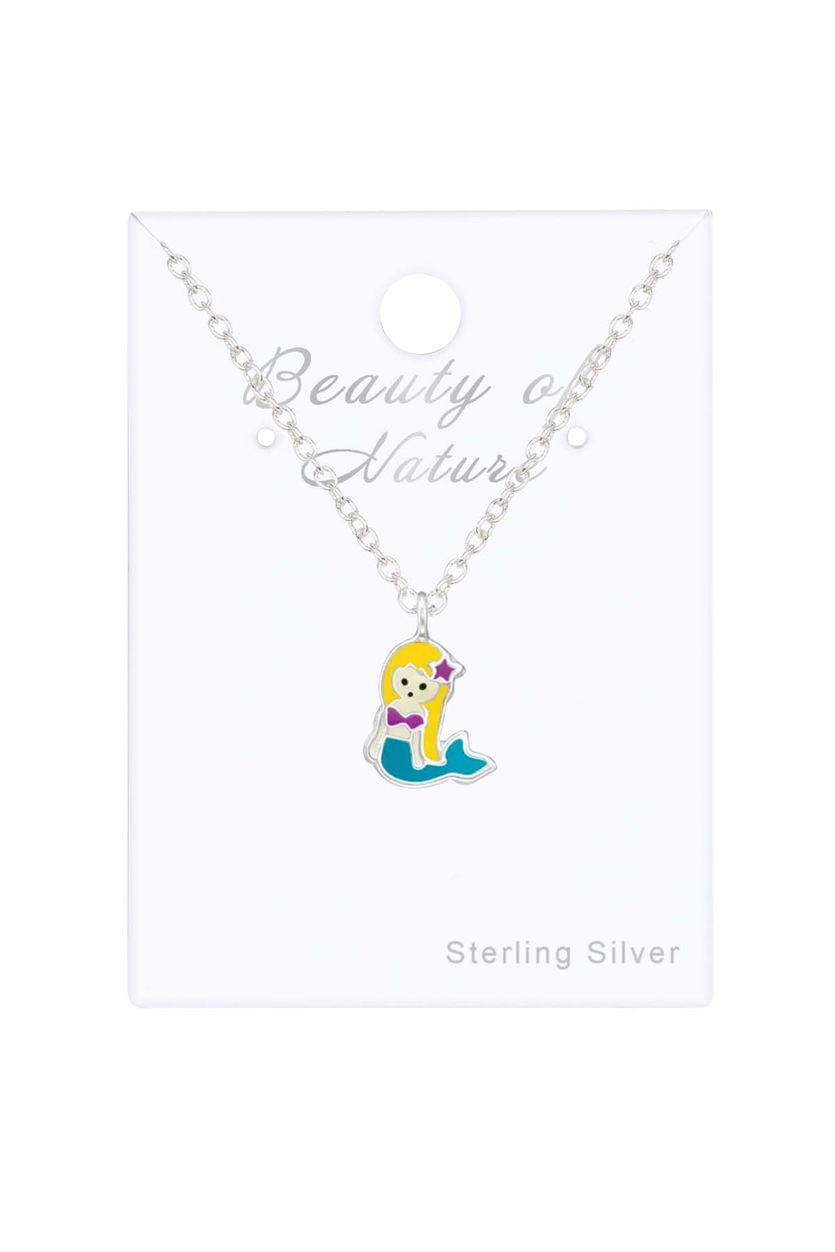 Sterling Silver Mermaid Necklace with Epoxy - SS