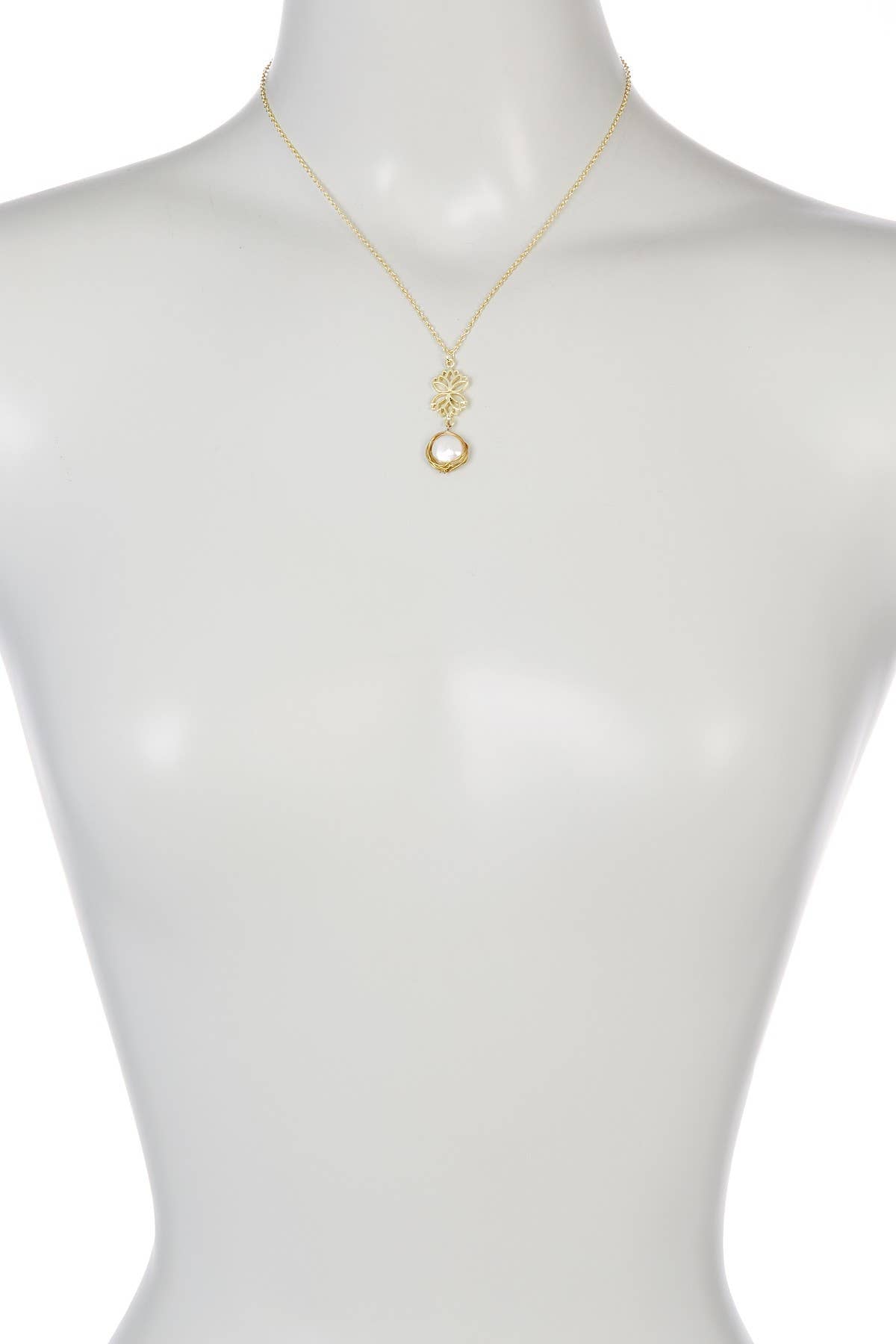 14k Vermeil Lotus & Pearl Pendant Necklace - VM