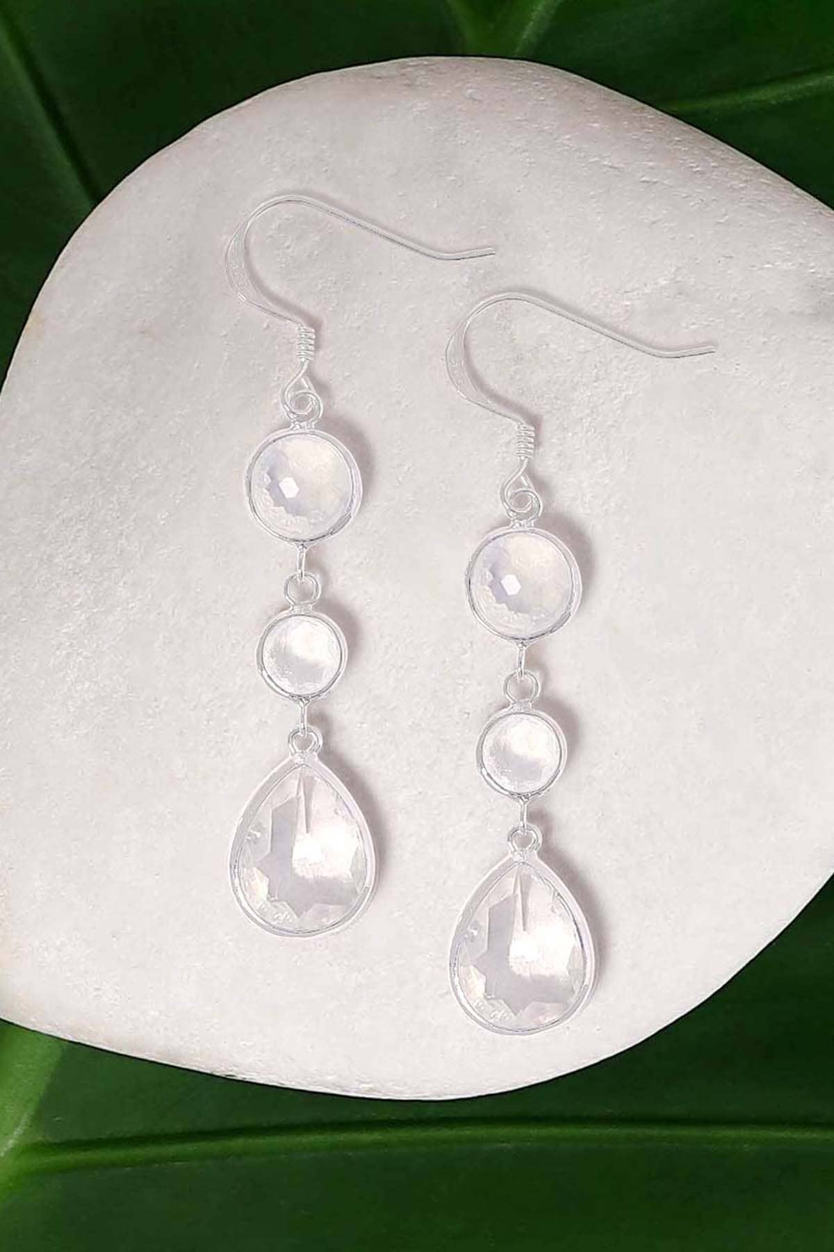 Sterling Silver & Moonstone Crystal Kylee Earrings - SS