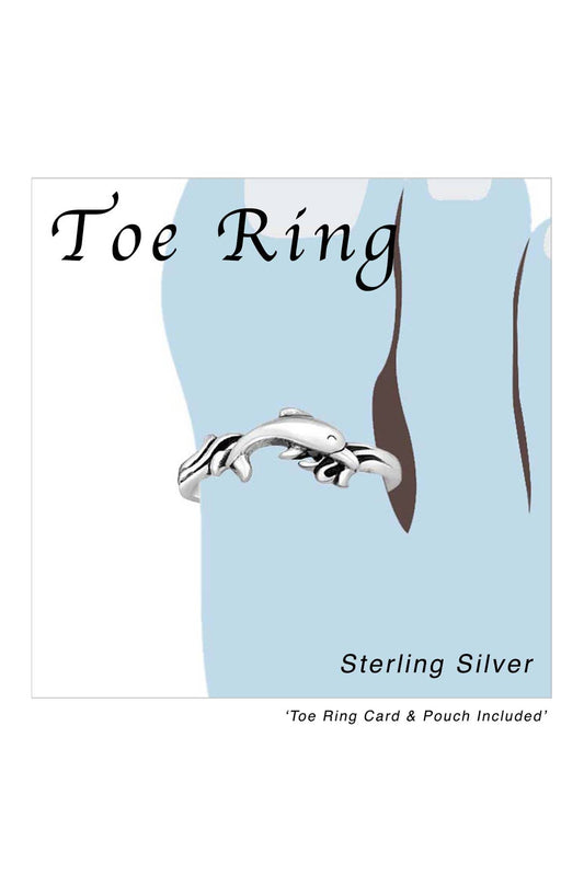 Sterling Silver Dolphin Adjustable Toe Ring - SS